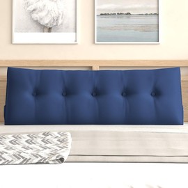 CECER California King Bed Headboard Pillow, Large Triangle Reading Bolster Pillow with Two Side Pockets, Long Wedge Cushion for Bed or Pregnant Woman