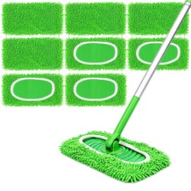 Septo 8Pcs Reusable Microfiber Mop Pads, Replacement Compatible with Sweeper Mop, Refills & Washable Dry Sweeping Cloths for Surface Hardwood Floor Cleaning(Grass Green)