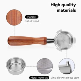 54mm Bottomless Portafilter with 2 Puck Screen Compatible with Sage Breville Barista Series, Barista Express and More 54mm Models, 54mm Portafilter with Solid Wood Handle