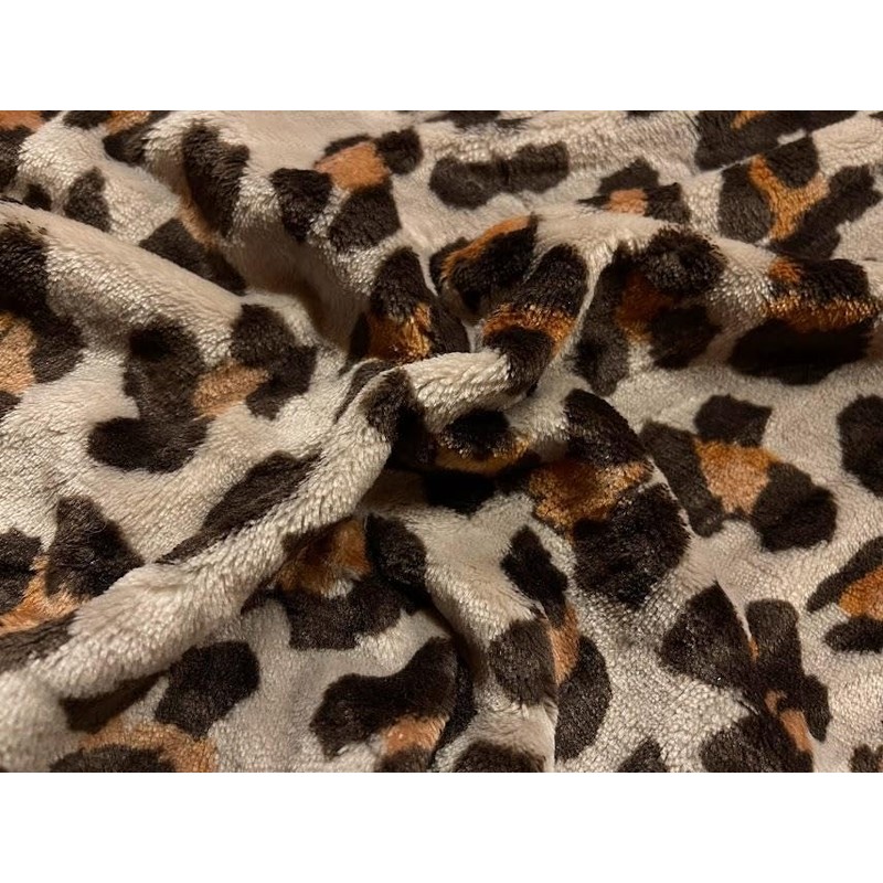 Double Sided Super Soft Cuddle Fleece Fabric Material Sand Leopard