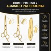 Tijeras Doradas De Barberia Y Kit 8 Pzas Cortar Cabello