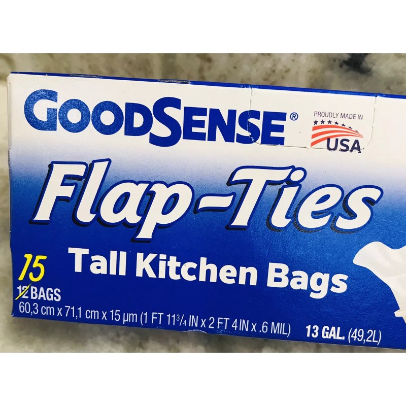 Goodsense 15 Flap-Ties Tall Kitchen Bags 13 Gallons-SPRING Scent.New-SHIP