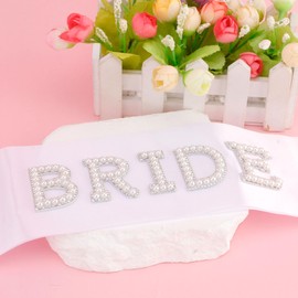 Chanaco 2Pcs Bride to Be Sash Bachelorette Party Accessories Bridal Shower Favors Wedding Engagement Decorations Pearls White Veil with Comb and Satin Sash
