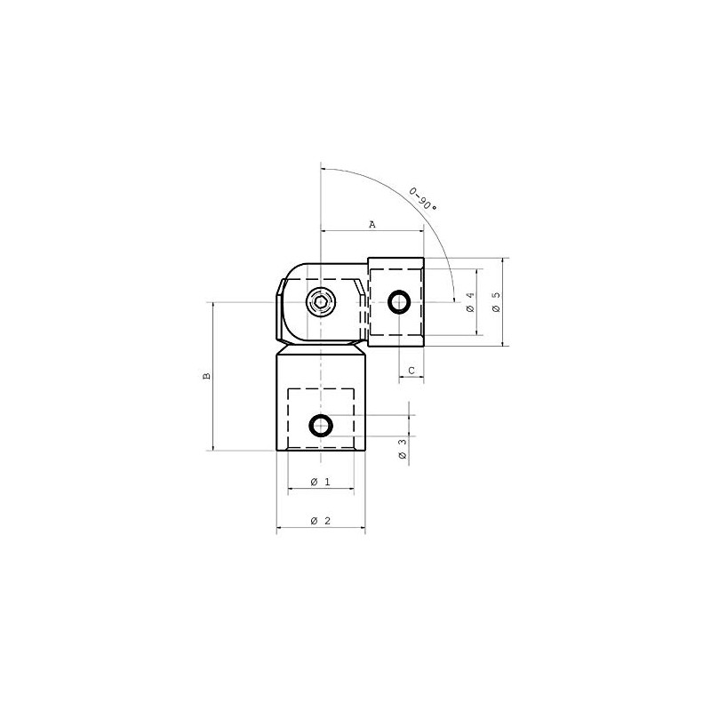 Stainless Steel Crossbar Holder Connector 0° - 90° with Joint