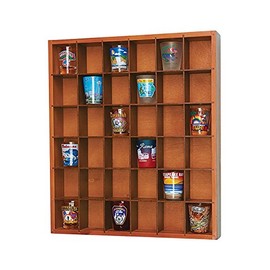 Jumbl Wood Shot Glass Wall Curio Display Case - Natural,16.5"
