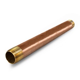 Supply Giant 9 inch Long Brass Nipple Pipe Fitting with 1/2" Nominal Diameter and NPT Ends