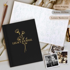 Lanpn Memory Book for Grandparents Fathers, Legacy Journal Family Tree Memory Diary Life Story Memory Keepsake Guided Journal, Write Your Biography, Gifts for Grandpa Grandma, Black