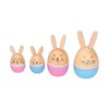 Wood Rabbit Family Figures Handcraft Decoration Ornament for Living Room