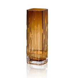 Rxcvkmw Modern Minimalist Glass Square vase, Crystal Glass vase, vase, Dry vase (Amber)