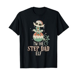 I'm the Step Dad Elf Retro Cool Matching Family Christmas T-Shirt