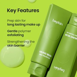 beplain Mung Bean Milk Peeling Gel (4.05fl.oz/120ml) | Fragrance-Free | Gentle Cleanser and Exfoliator with Mung Bean Extract and 4 Types of Peeling Polymers | Remove Dead Skin Cells | Korean Skincare