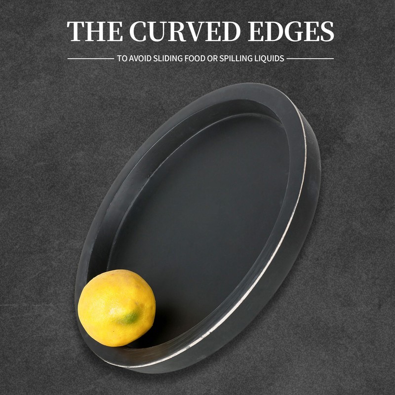Hanobe Black Round Decorative Coffee Tray Wooden Trays for Coffee