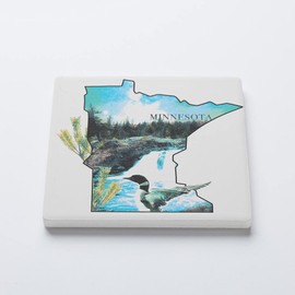 Minnesota State Coaster, Joyride Home Decor, Single Ceramic Coaster, 4-inch Individual Square Drink Coaster, Non-Slip Cork Back, Protects Surfaces, Express Your Style.