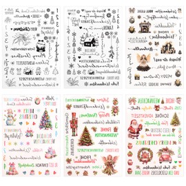 HICOHAND Candle Tattoos, 6 Sheets Christmas Stickers for Crafts Candle Stickers DIY Snowman Water Sticker for Candle