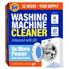 Tide Washing Machine Cleaner 52 Week Supply with Oxi for Front and Top Loader Washer Machines, Deep Cleaning Residue & Odor Eliminator, 12 Month Supply (Packaging May Vary)