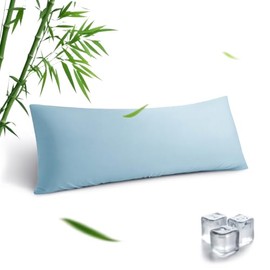 Body Pillowcase, Cooling Viscose from Bamboo Pillow Cover with Zipper Closure, Soft Moisture-Wicking for Hot Sleepers, Hair and Skin-Friendly, Blue, 1 Pack