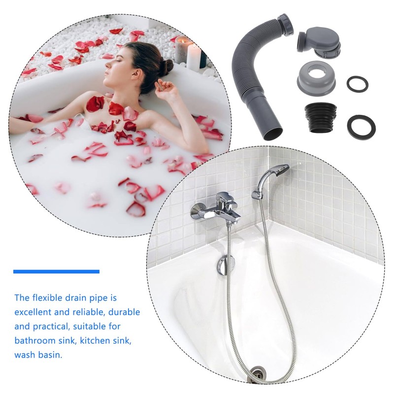 DOITOOL Flexible Tub Drain Low Profile 1 1/2 P Flexible