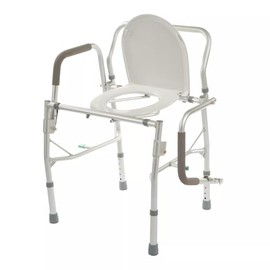Cardinal Health™ Drop Arm Patient Commode with Lid, Aluminum, 7QT Bucket, 19-23.5IN, 300LB, Case of 2