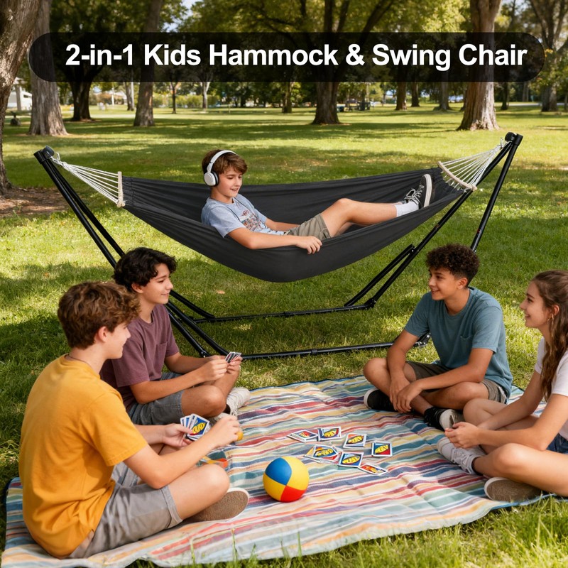 Chloraeon 2-in-1 Kids Hammock & Swing Chair - Adjustable Folding