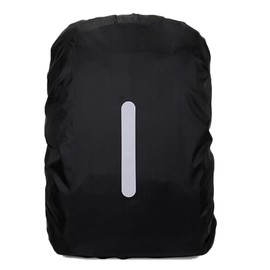 PACIOCEAN 1 Pack Reflective Backpack Cover,Reflective Rucksack Covers in Polyester,Reflective Rainproof Protector for Anti-dust and Anti-Theft M 30L-40L Black