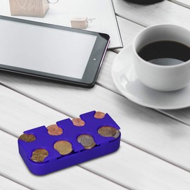 kwmobile Coin Box for Euro Coins - 8 Compartments from 1 Cent to 2 Euro - Coin Holder Coin Collector - Coin Dispenser Sorter in Blue