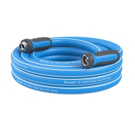 Fevone Garden Hose 12 ft, Heavy Duty Water Hose, Hybrid Polymer, Kink Resistance, Lightweight, Flexibility, Durability, Leak Free, Aluminum Fittings, 3/4" GHT, 5/8" ID, 600 PSI, Drinking Water Safe