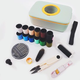 set costura, Kit de Costura Porttil,Costurero con Hilo de Coser, Aguja de Coser y Enhebrador. Ideal para remendar ropa sobre la marcha, costura de... 