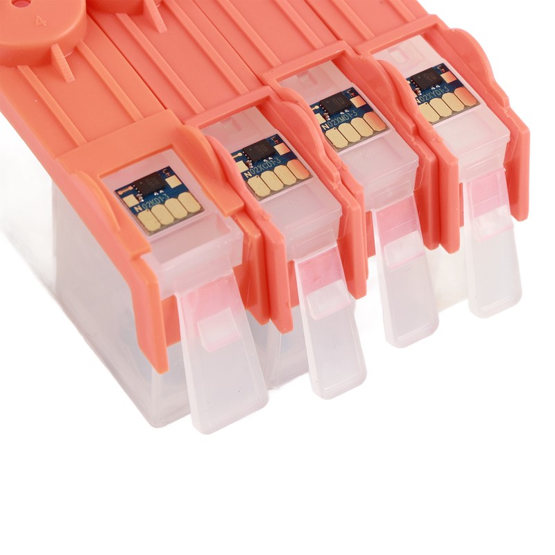4 Pcs Ink Cartridge Black Blue Magenta Yellow Permanent Chip