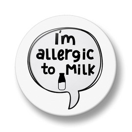 Allergy Alert Pin Badge, I am allergic to Eggs, Nuts, Peanuts, Fish, Gluten, Milk, Lactose Pin Badge Button Badge Pin, 32mm, Allergy Alert, Food Allergy Badges (I am allergic to Milk)