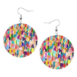 Colorful Watercolor Earrings For Women, Dangle Earrings Jewelry For Women, Lightweight Faux Leather Earrings Gifts