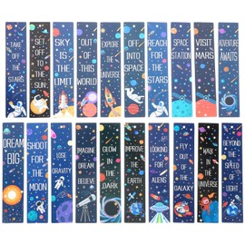 TEHAUX 20pcs Space Themed Bookmarks for Boy Girl Inspirational Quotes Novelty Bookmarks for Reading for and Fun Decorative Page Holders