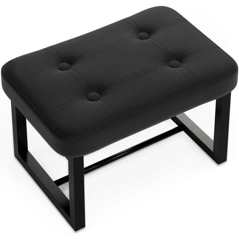 ITSST Small Ottoman，Foot Rest Stool,Leather Step Stool for Under Desk,Rectangular