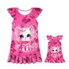 LQSZ Matching Doll and Girls Nightgowns Pink Cat Flutter Short