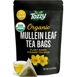 Tozzy Organic Mullein Tea – 100 Count, Plant-Based Pyramid Tea Bags | Supports Lung Health & Respiratory Wellness