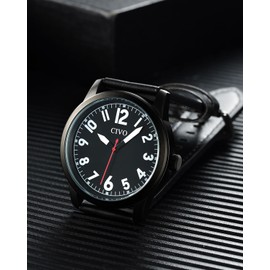 CIVO Men's Watches Easy to Read Watch with Large Numbers Analogue Waterproof Leather Strap Nylon Strap Rubber Band Quartz Watch, A3 Black, Strap.
