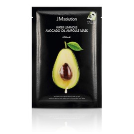 JMsolution Water Luminuous Black Mask - Korean Skincare Facial Mask - Silkworm extract amino acid -Nutrition and Moisturization Synergy - 10 sheets for a sensitive skin (Avocado Oil)