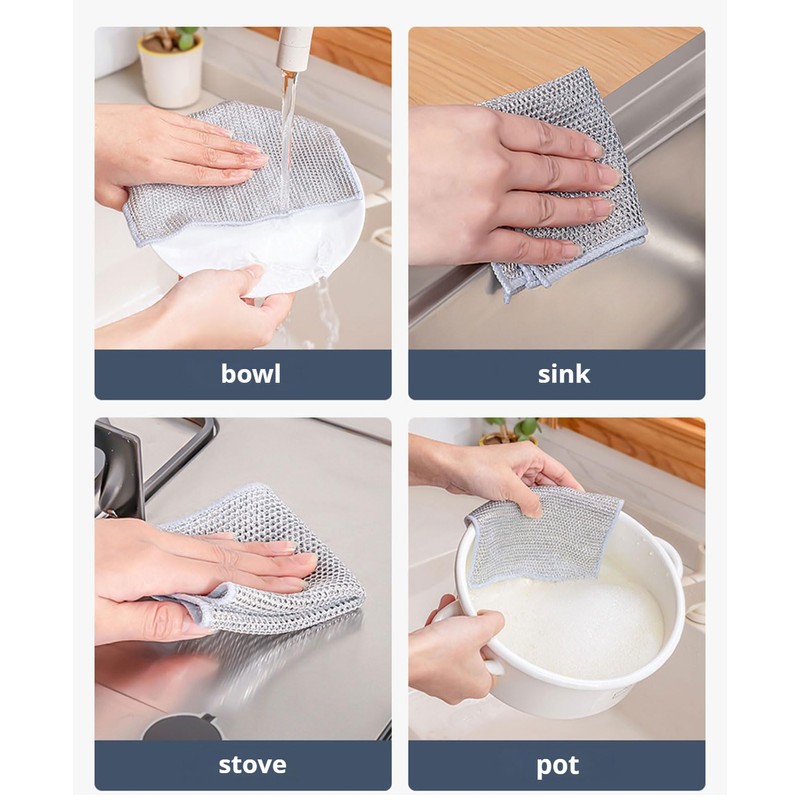 Non-Scratch Wire Dish Cloth, 10PCS Single Layer Multipurpose Wire Dishwashing