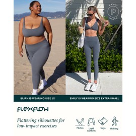 PAVOI ACTIVE FlexFlow Collection | Women's Sculpting High Waisted Low Impact Full Length Gym Yoga Leggings | Large, Moonstruck, 25"