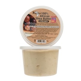 Kuza Kuza 100% Pure African Shea Butter with Borututu, White Creamy - 15oz. - Moisturizer for Hair, Skin & Nails