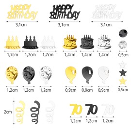 GoldRock 70th Birthday Decoration Confetti, Gold, Black, Table Decoration, Glitter Confetti Confetti, for Women, Men, for Anniversary, Party Decorations