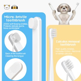 VVHOMIFE Cat Toothbrush Kit, Dog Toothbrush Kit, Suitable for All Cats and Dogs Dental Care. White, Soft Bristles, Meet All Cleaning Needs, Multi-Functional Dental Cleaning (S)
