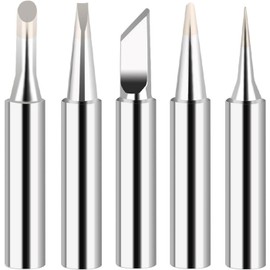 5Pcs 900M Soldering Iron Tips - Soldering Iron Needle Tips - Universal Lead-Free Soldering Tips Set for Electronic Repairs, DIY, and Welding Tools (I+B+K+2.4D+3C) - Silver