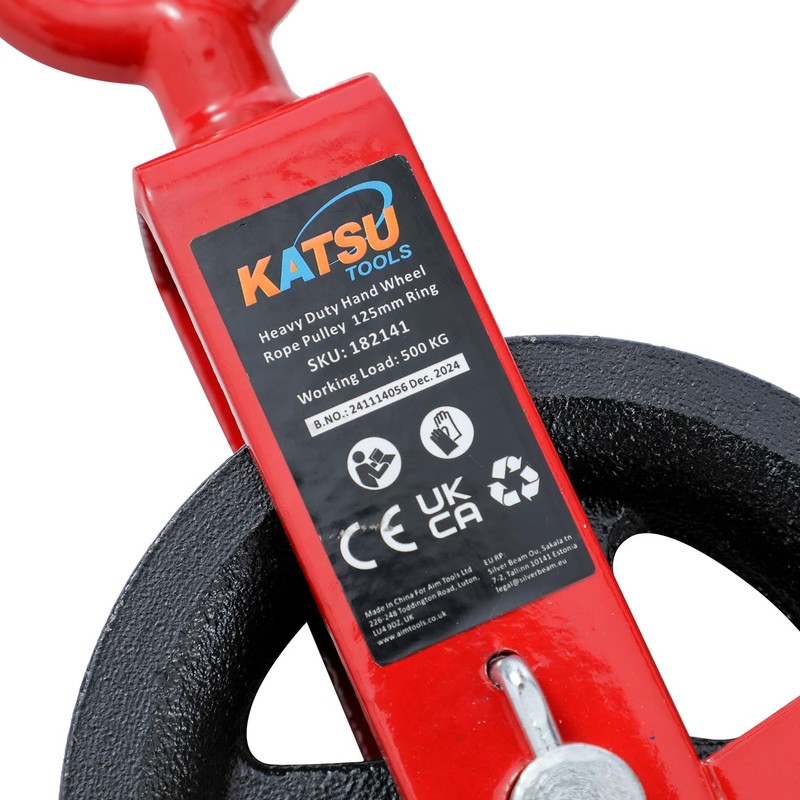 KATSU Tools Gin Wheel 125mm with Swivel Eyebolt Scaffolding Pulley