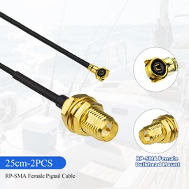 Yuslao RP-SMA Antenna Cable 25cm 9.8in RP-SMA Female Bulkhead Mount WiFi Antenna Cable (2-Pack) for M.2 NGFF WiFi Card Intel AC9560 AC9260 AC7265 AX200NGW AX201NGW AC8265 AC8260