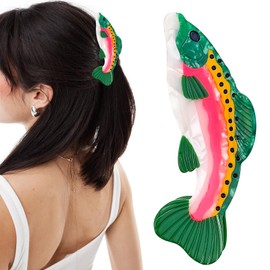 Fun Salmon Hair Claw Clip Acetate Hair Claw Big Fish Hair Claw Clip Non Slip Unique Cute Barrettes for Thick and Thin Hair Hair Accessories for Women Girls