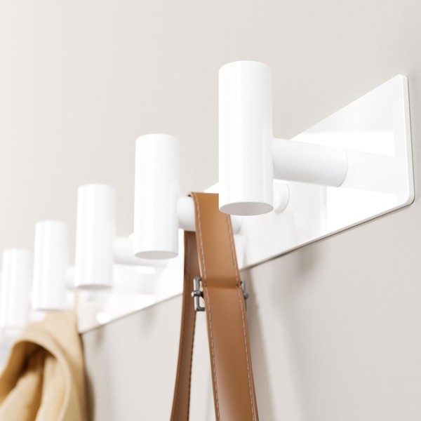 GWAAZXGZ White Wall Mounted Coat Rack – 5 T-Shaped Pegs