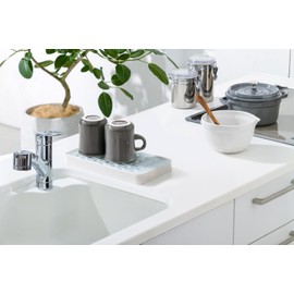 Anesty HO1949 Diatomaceous Earth, Includes Tablet, Colander, White, Blue, S, Approx. Width 9.8 x Depth 5.1 x Height 1.0 inches (25 x 13 x 2.5 cm), Karari Drainer, Quick Absorption, Quick Drying, Compact Size