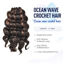 ToyoTree Ocean Wave Crochet Hair - 12 Inch 8packs Light Brown Mix Brown Crochet Braids, Synthetic Braiding Hair Extensions (12 inch, P4/30)