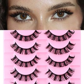 Lashes False Eyelashes Natural Lashes Wispy 10 Pairs Fake Eyelash Reusable Lash Strips Fluffy Eye Lashes Pack Short Faux Mink Strip Lashes Natural Look Wispies Cateye Lashes