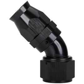Podavelle 12AN PTFE Hose End Full Flow Fitting 45 Degree Elbow Swivel Aluminum Black